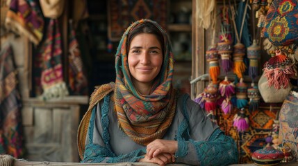 Obraz premium Afghan Woman Handicrafts Arts Culture Tradition Portrait