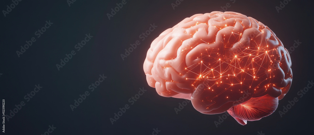 Aufkleber futuristic brain visualization, glowing neural networks, exploring technology, artificial intelligen