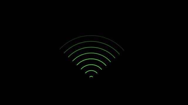 Abstract wifi icon animation on background in green color