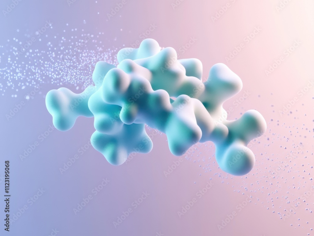 Aufkleber abstract 3d molecular structure with soft blue and pink gradient background, symbolizing science and