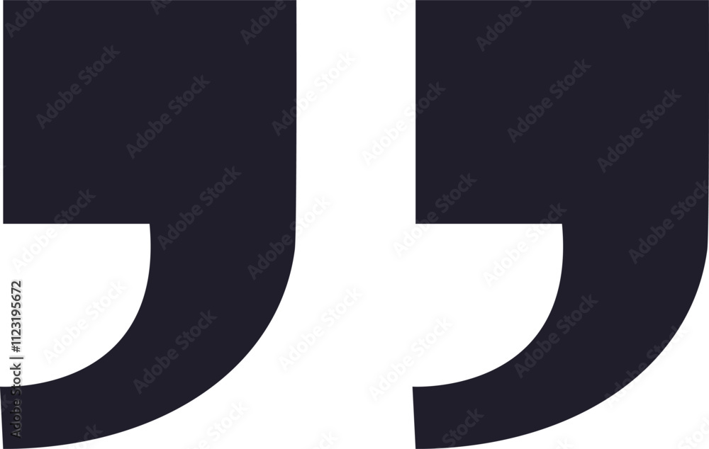Poster two dark gray quotation marks stand out against a white background, creating a simple yet powerful r