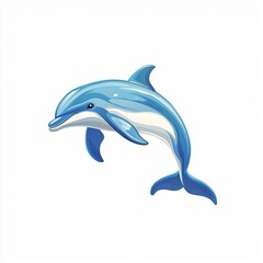 Obraz premium A vibrant illustration of a playful dolphin leaping gracefully, showcasing its sleek body and bright blue tones against a simple background.