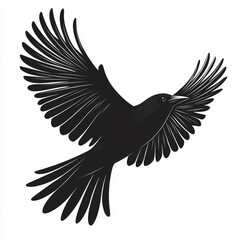 Obraz premium A silhouette of a bird in flight, showcasing its wide-spread wings against a plain background.