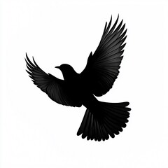 Obraz premium A silhouette of a bird in flight, showcasing elegant wings against a white background.