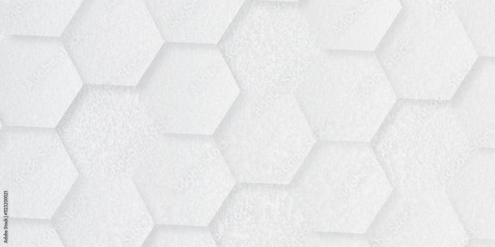 Poster abstract background 3d hexagon pattern with grunge effect white, gray texture. futuristic geometry p