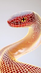Fototapeta premium Striking Close-Up of a Vibrant, Glossy Snake with Stunning Geometric Patterns
