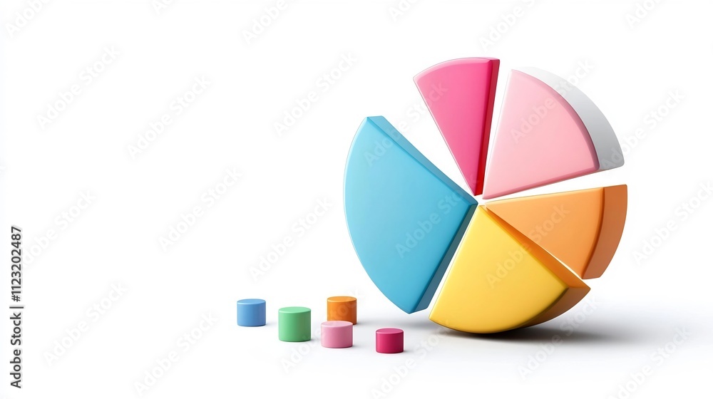 Poster vibrant geometric pie chart icon for data visualization and analytics