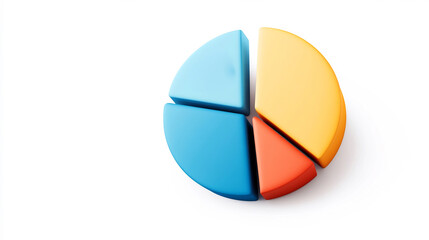 Colorful Pie Chart Icon Geometric Design on Isolated White Background