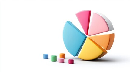 Fototapeta premium Vibrant Geometric Pie Chart Icon for Data Visualization and Analytics