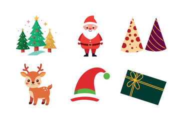 Fototapeta premium Christmas coloring Vector Christmas Tree, Santa Claus, Wreaths, Bells, Gift Box, Holiday 