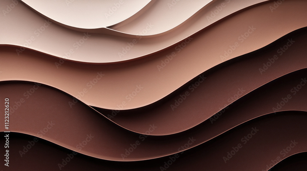 Poster soft layers in trendy mocha shades create an elegant, flowing composition that highlights the beauty