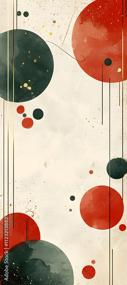 Aufkleber abstract design featuring colorful circles and lines in modern style