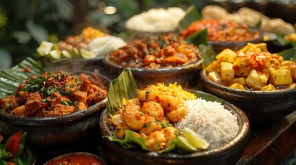 Delicious Bangladeshi Cuisine Biryani Fish Curry Sweetmeats Buffet
