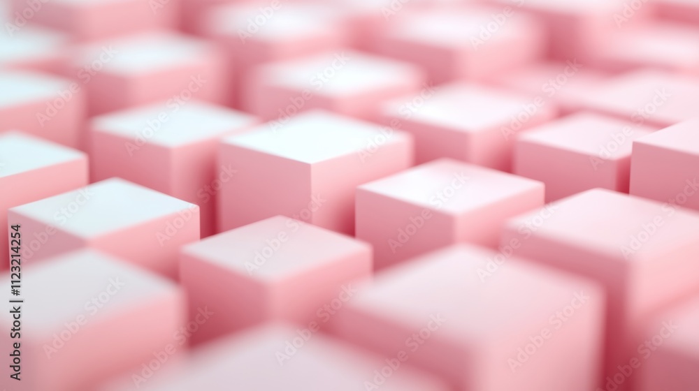 Aufkleber abstract composition of pastel pink cubes arranged in a geometric pattern, creating a minimalist and