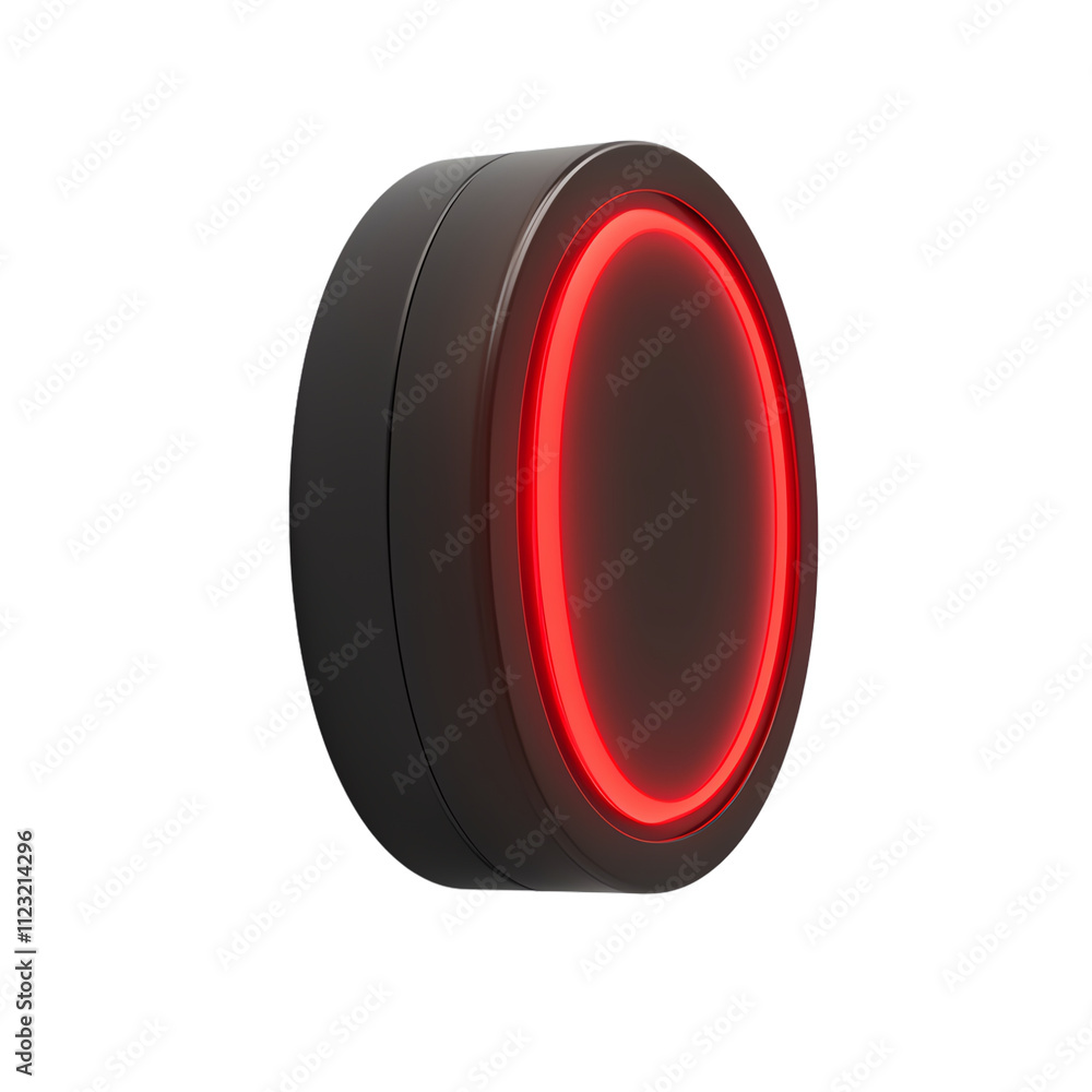 Poster modern red glowing push button design transparent background