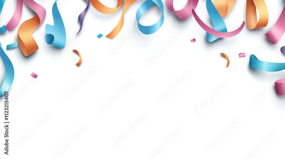 Poster a lively border with colorful confetti and streamers, dynamic and festive design