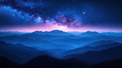 Majestic mountain range under a vibrant night sky with the Milky Way.