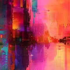 A colorful abstract painting with a lot of different colors and shapes