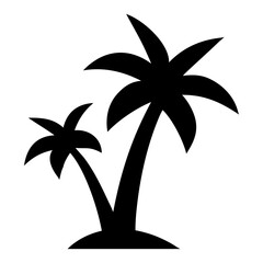 Obraz premium Black palm trees set isolated on white background. Palm silhouettes. Design of palm trees for posters, banners and promotional items. Vector illustration