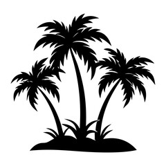 Obraz premium Black palm trees set isolated on white background. Palm silhouettes. Design of palm trees for posters, banners and promotional items. Vector illustration