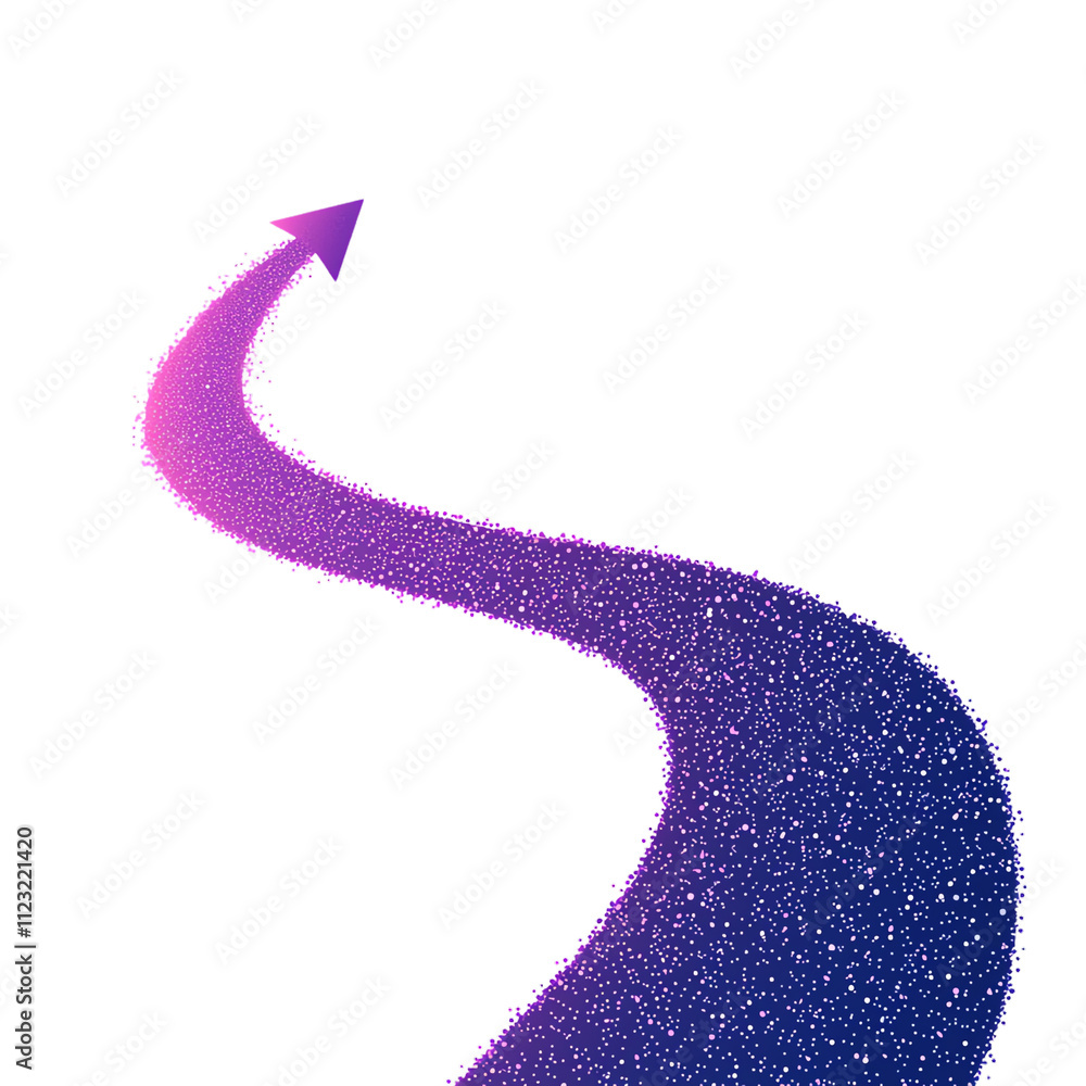Poster creative arrow path design in vibrant colors. transparent background