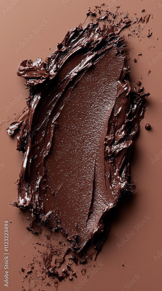 Poster luxurious mocha mousse is artistically applied, showcasing its creamy texture and vibrant color in a