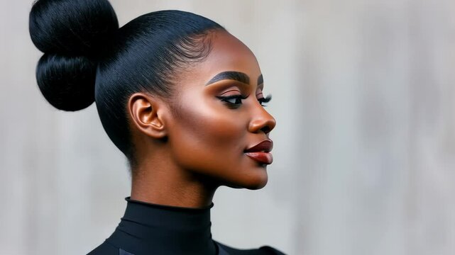 Model wearing wireless earbuds posing for beauty shoot