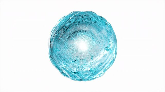 Blue cosmetic serum with liquid bubbles in a 3D abstract background. Hydrating essence gel enriched with collagen molecules. Moisturizing cream or oil for advanced skincare, beauty, and skin health.