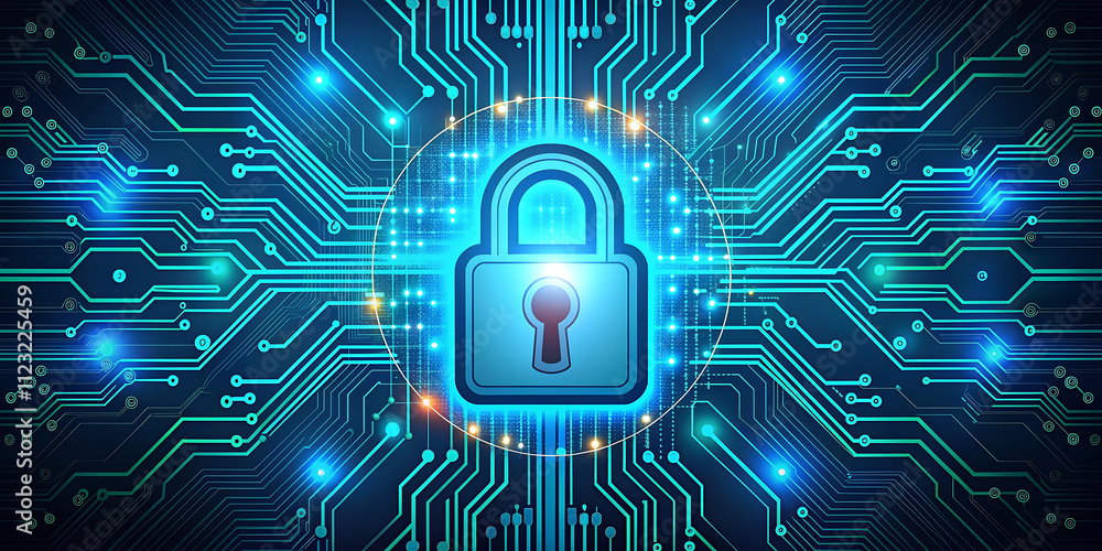 Poster abstract secure technology background with circuit