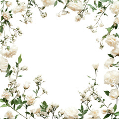 Obraz premium White Flowers Frame on Transparent Background