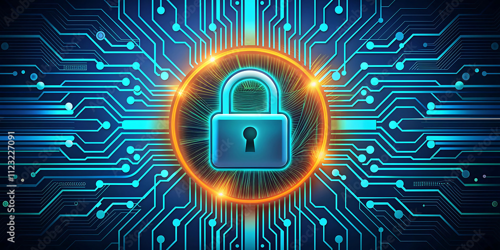 Poster abstract secure technology background with circuit