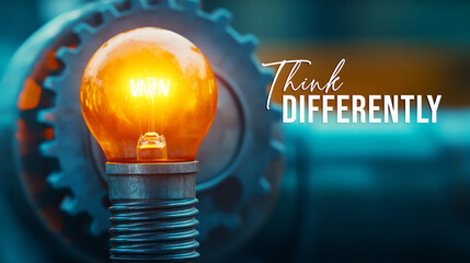 Light Bulb with Orange Glow and Industrial Background Encouraging Creative Thinking