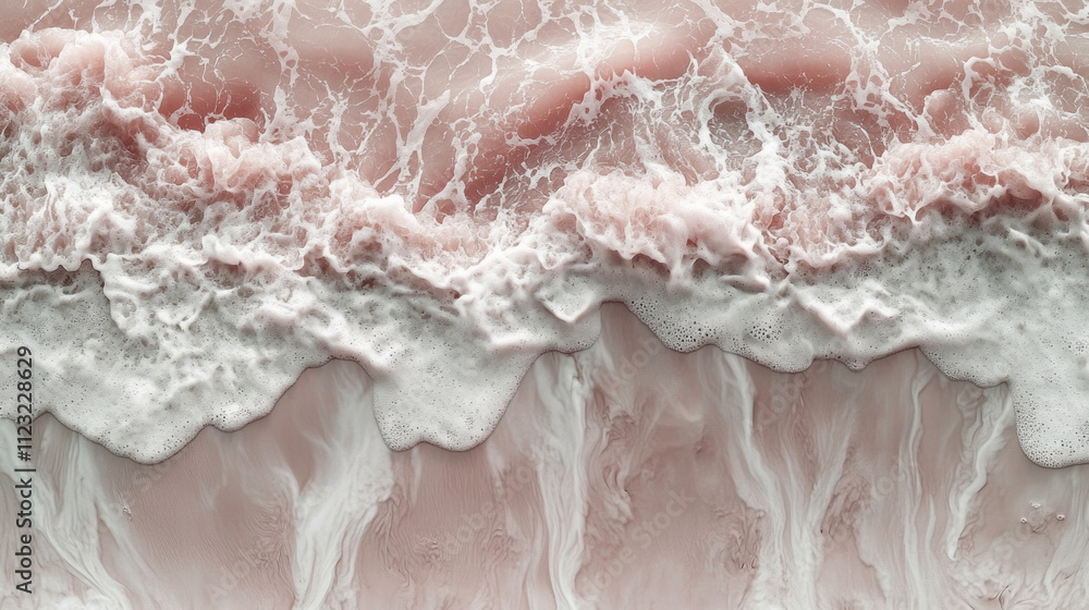 Aufkleber Soft waves embrace mocha sand in a calm coastal setting, creating a harmonious blend of colors as twilight descends over the horizon