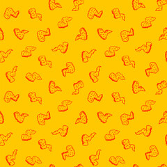 fried chicken seamless pattern background. doodle fried chicken pattern background. Fried chicken doodle pattern. fast food background. Chicken leg pattern. Chicken wings pattern. burger pattern.
