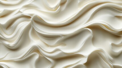 Obraz premium A creamy white substance with smooth, intricate ridges and grooves, appearing spread or molded. High-resolution detail against a neutral background. 