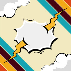 retro cloud background comic template cartoon style vector