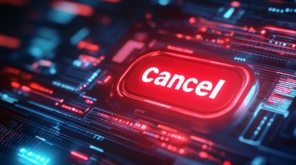 Obraz premium Digital Cancel Button. Futuristic Technology Interface.
