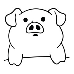 Obraz premium Hand drawn doodle cute pig face on white background.