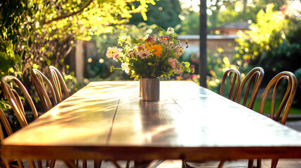 Table de salon avec bouquet de fleurs