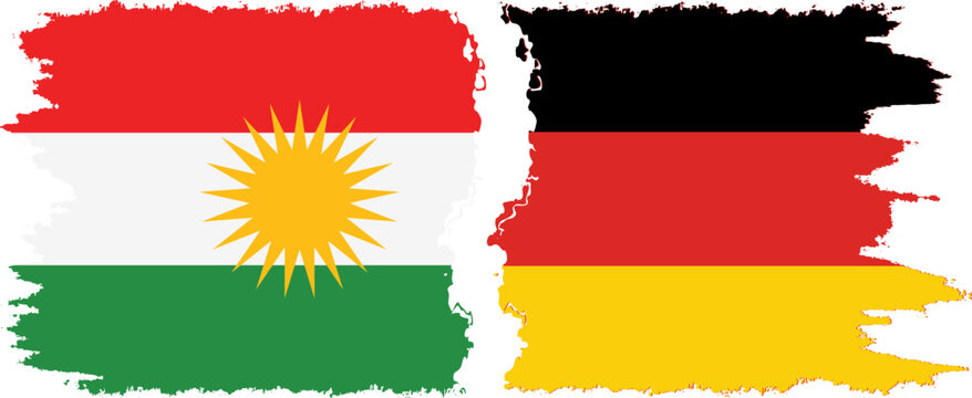 Germany and  Kurdistan grunge flags connection, vector