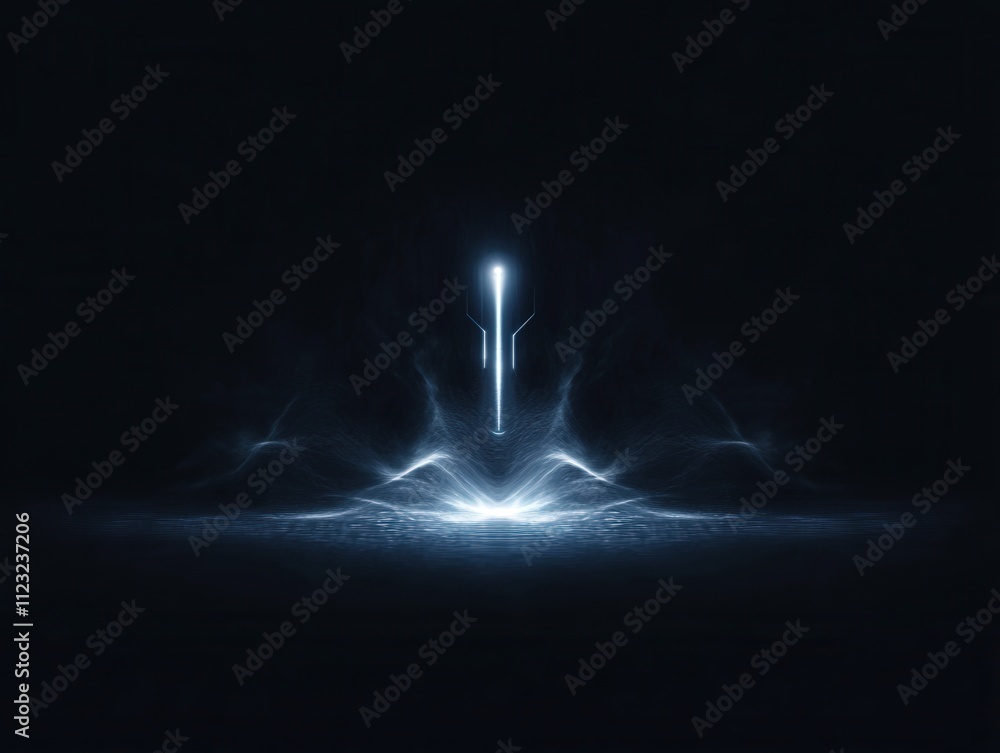 Aufkleber a mystical light beam emerges from a dark background, creating a dynamic and ethereal atmosphere.