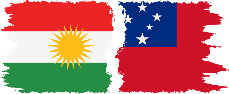 Independent State and  Kurdistan grunge flags connection, vector