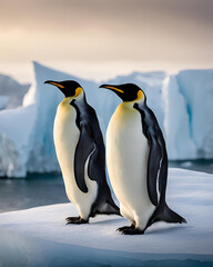 Fototapeta premium regal penguins, majestic penguins, elegant penguin species, royal penguins, penguin royalty, regal bird species, majestic flightless birds, penguin in royal stance, penguin in elegant pose, royal peng
