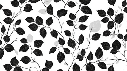 Fototapeta premium Seamless leaves pattern vector, lush green foliage for natural backgrounds and botanical designs