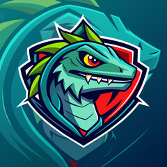 Lizard esports logo featuring a fierce reptilian design with vibrant colors and dynamic elements