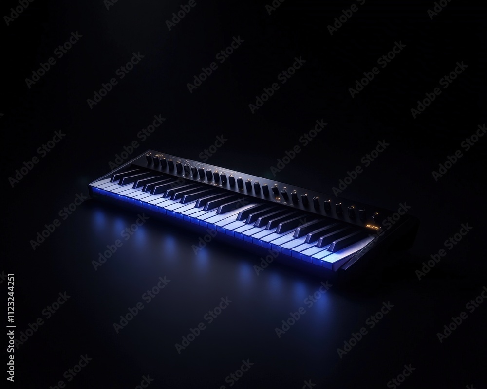 Poster a sleek, illuminated keyboard rests on a dark surface, showcasing a modern design with glowing keys 