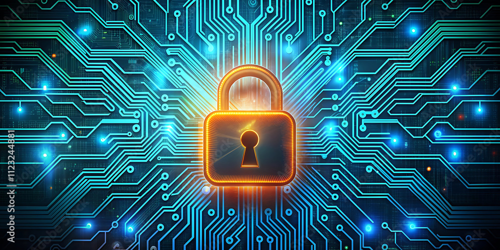 Poster abstract secure technology background with circuit