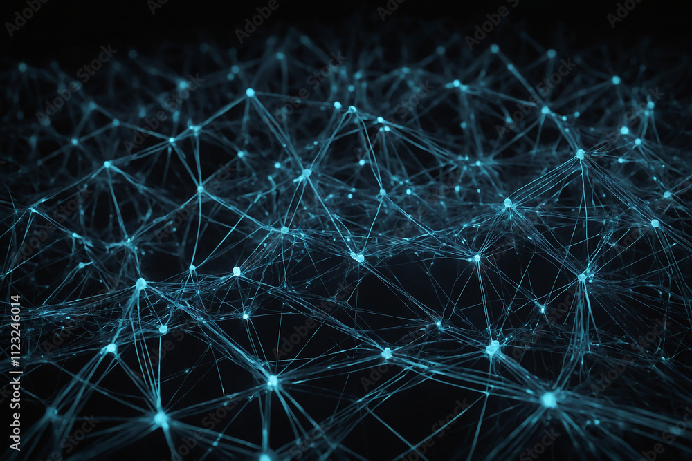 Aufkleber glowing network of connected lines on a dark background, symbolizing data