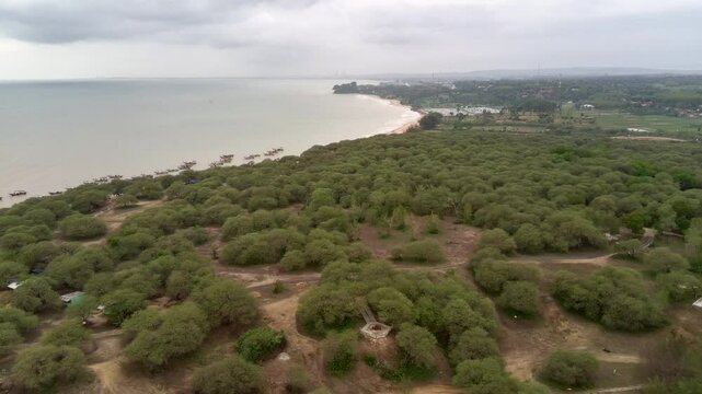 Aerial view of Sowan beach in Tuban, East Java.