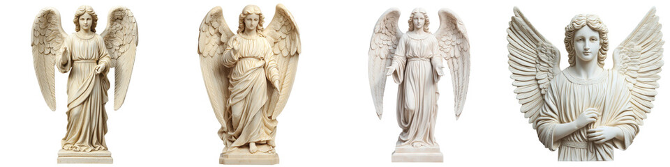 Obraz premium Magnificent and Ornate Carved Marble Sculpture of a Serene and Graceful Celestial Angel Figure with Outstretched Wings Set within a Detailed Religious Architectural Design or Shrine